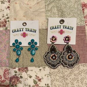 Crazy Train Turquoise and Black Earring Duo